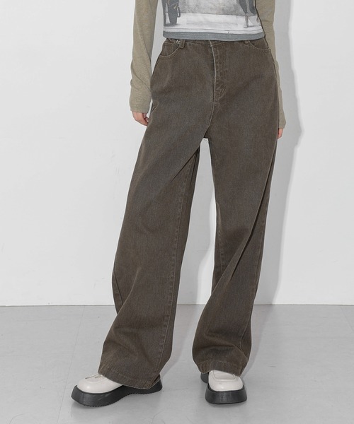 FOLLOWIN(フォロウィン)の「【UNISEX】オールシーズンデイリーカラーワイドコットンパンツ(デニムパンツ・レディース・アイボリー/ブラック/ブラウン/バーガンディー・SMALL/MEDIUM/LARGE)」の10枚目の写真