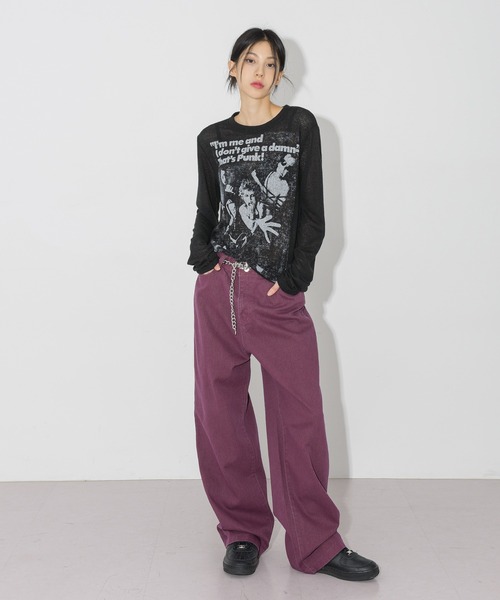 FOLLOWIN(フォロウィン)の「【UNISEX】オールシーズンデイリーカラーワイドコットンパンツ(デニムパンツ・レディース・アイボリー/ブラック/ブラウン/バーガンディー・SMALL/MEDIUM/LARGE)」の21枚目の写真