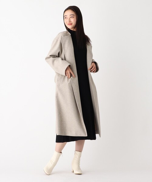 OPAQUE.CLIP（オペークドットクリップ）の「◆ライトメルトン ノーカラーコート（ノーカラーコート・レディース・ナチュラル/ブラウン系その他2・36/38/40）」の4枚目の写真