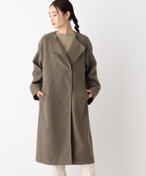 OPAQUE.CLIP（オペークドットクリップ）の「◆ライトメルトン ノーカラーコート（ノーカラーコート・レディース・ナチュラル/ブラウン系その他2・36/38/40）」の8枚目の写真