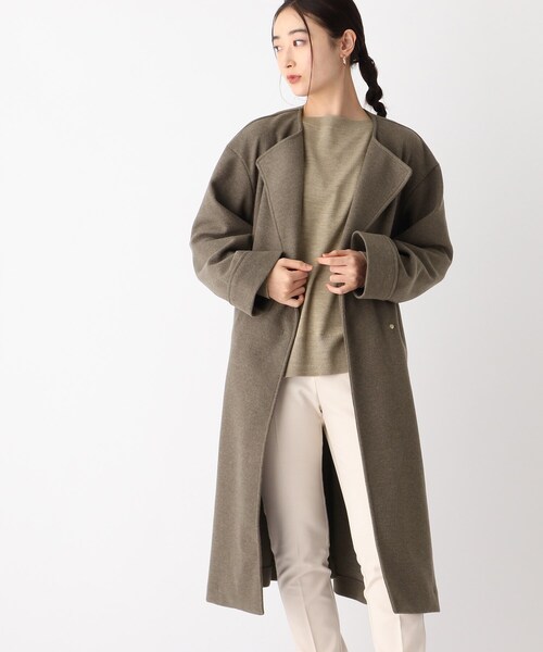 OPAQUE.CLIP（オペークドットクリップ）の「◆ライトメルトン ノーカラーコート（ノーカラーコート・レディース・ナチュラル/ブラウン系その他2・36/38/40）」の9枚目の写真