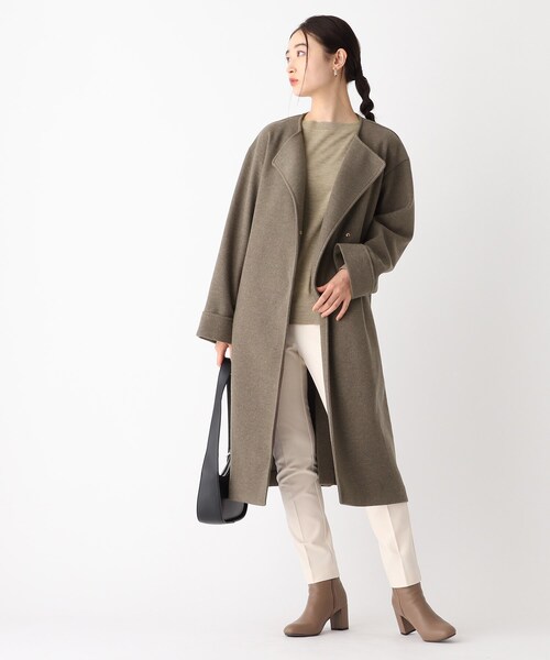 OPAQUE.CLIP（オペークドットクリップ）の「◆ライトメルトン ノーカラーコート（ノーカラーコート・レディース・ナチュラル/ブラウン系その他2・36/38/40）」の12枚目の写真