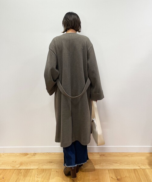 OPAQUE.CLIP（オペークドットクリップ）の「◆ライトメルトン ノーカラーコート（ノーカラーコート・レディース・ナチュラル/ブラウン系その他2・36/38/40）」の14枚目の写真