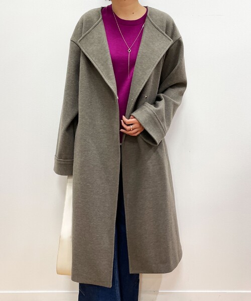 OPAQUE.CLIP（オペークドットクリップ）の「◆ライトメルトン ノーカラーコート（ノーカラーコート・レディース・ナチュラル/ブラウン系その他2・36/38/40）」の15枚目の写真