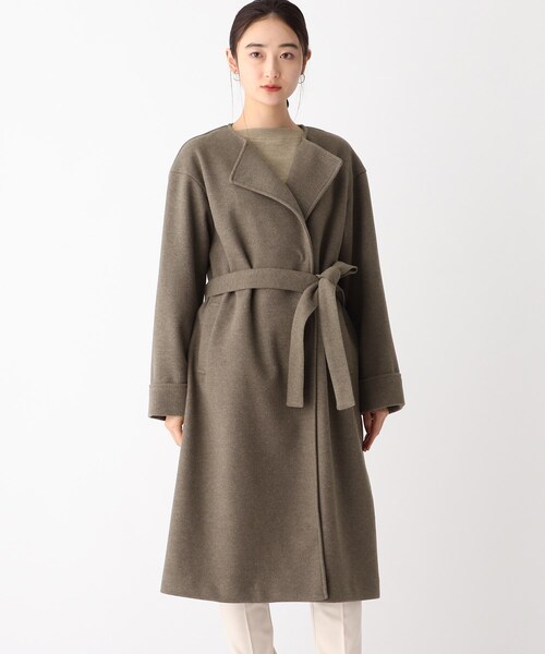 OPAQUE.CLIP（オペークドットクリップ）の「◆ライトメルトン ノーカラーコート（ノーカラーコート・レディース・ナチュラル/ブラウン系その他2・36/38/40）」の16枚目の写真