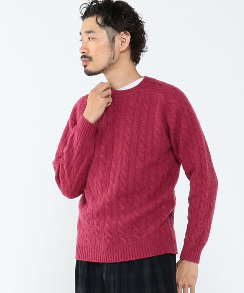 BEAMS PLUS(ビームスプラス)の「BEAMS PLUS / 5ゲージ シャギー ケーブルニット クルーネック(ニット/セーター・メンズ・オフホワイト/ネイビー/ベージュ/ブラウン/レッド系その他3/オレンジ/インディゴブルー/ブラック/オリーブ/グレー・LARGE/X-LARGE/MEDIUM/SMALL)」の15枚目の写真