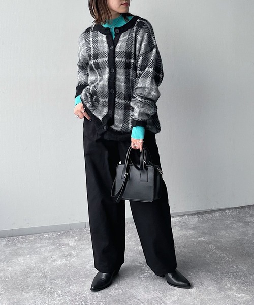 PAGEBOY（ページボーイ）の「シャギーチェックカーディガン（カーディガン/ボレロ・レディース・ブラック/イエロー系その他/ターコイズブルー系・FREE）」の11枚目の写真