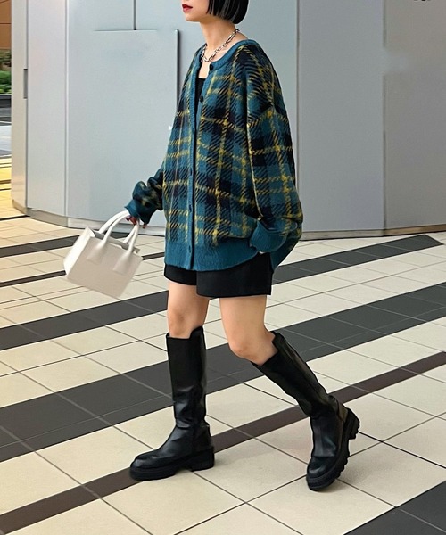 PAGEBOY（ページボーイ）の「シャギーチェックカーディガン（カーディガン/ボレロ・レディース・ブラック/イエロー系その他/ターコイズブルー系・FREE）」の12枚目の写真