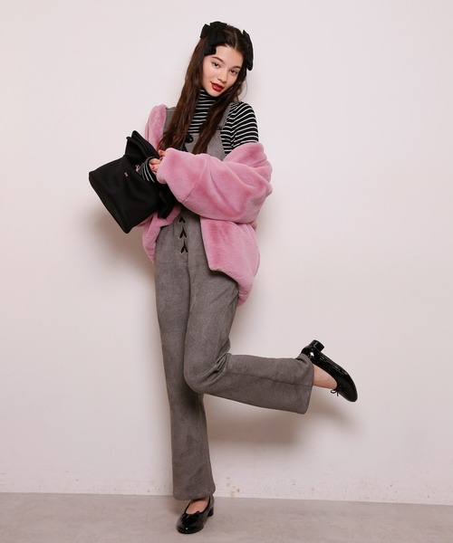 Seemi. byNICECLAUP( シーミーバイナイスクラップ)の「【Seemi】Seemi revivalショートファーコート(ノーカラーコート・レディース・ピンク/ベージュ・FREE)」の7枚目の写真