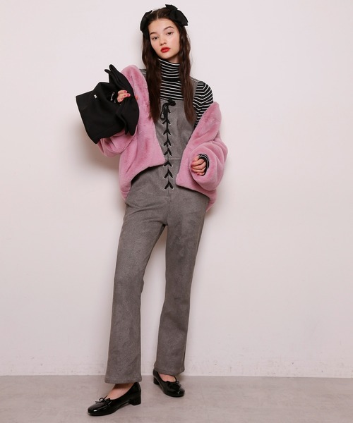 Seemi. byNICECLAUP( シーミーバイナイスクラップ)の「【Seemi】Seemi revivalショートファーコート(ノーカラーコート・レディース・ピンク/ベージュ・FREE)」の11枚目の写真