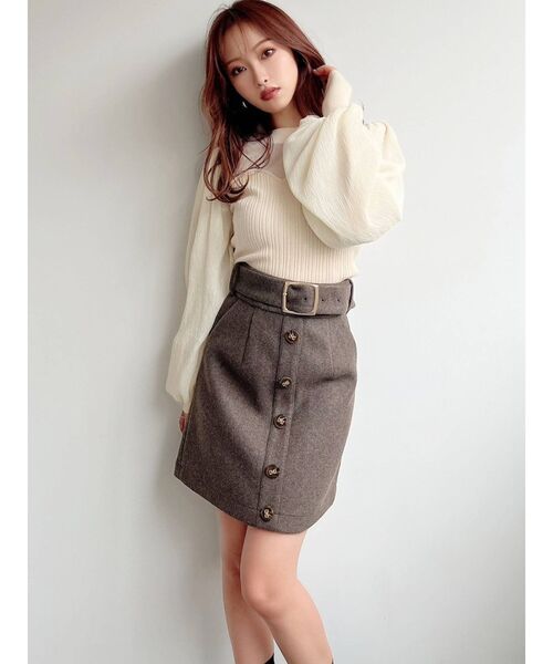 RESEXXY（リゼクシー）の「シアードッキングニットトップス（ニット/セーター・レディース・ブラック/アイボリー/ピンク・FREE）」の8枚目の写真