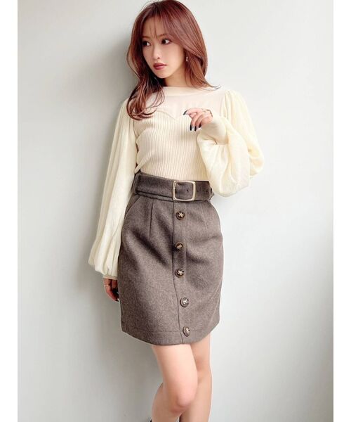 RESEXXY（リゼクシー）の「シアードッキングニットトップス（ニット/セーター・レディース・ブラック/アイボリー/ピンク・FREE）」の9枚目の写真