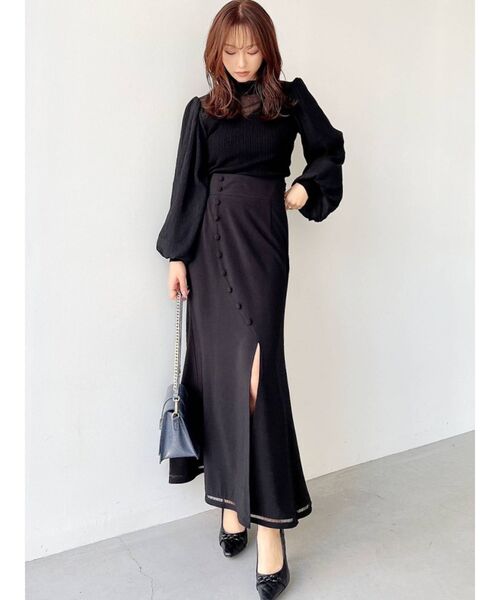 RESEXXY（リゼクシー）の「シアードッキングニットトップス（ニット/セーター・レディース・ブラック/アイボリー/ピンク・FREE）」の15枚目の写真