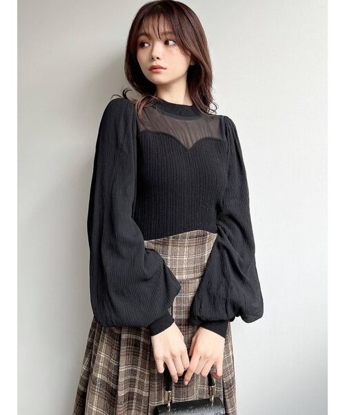 RESEXXY（リゼクシー）の「シアードッキングニットトップス（ニット/セーター・レディース・ブラック/アイボリー/ピンク・FREE）」の21枚目の写真