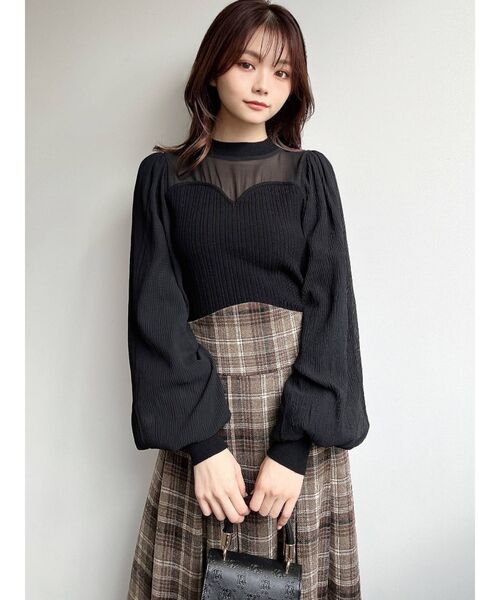 RESEXXY（リゼクシー）の「シアードッキングニットトップス（ニット/セーター・レディース・ブラック/アイボリー/ピンク・FREE）」の22枚目の写真