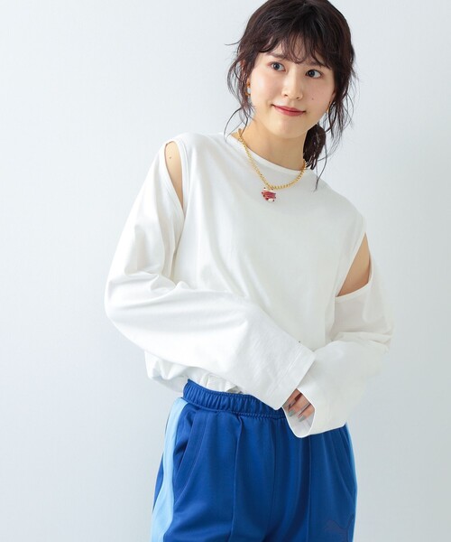 Ray BEAMS(レイビームス)の「Ray BEAMS / アームスリット ロングスリーブ Tシャツ(Tシャツ/カットソー・レディース・ブラック/ホワイト・ONE SIZE)」の17枚目の写真