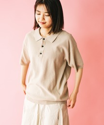 強撚コットンニットポロ