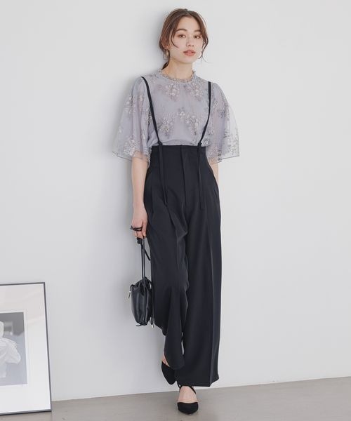 mysty woman（ミスティウーマン）の「フローラルレースシアーSSブラウス 188201（シャツ/ブラウス・レディース・オフホワイト/グレイッシュブルー/ライトベージュ/ホワイト系その他/ダークネイビー/チャコールグレー/モカ・FREE）」の19枚目の写真