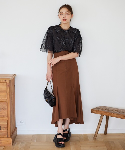 セール】フローラルレースシアーSSブラウス 188201（シャツ