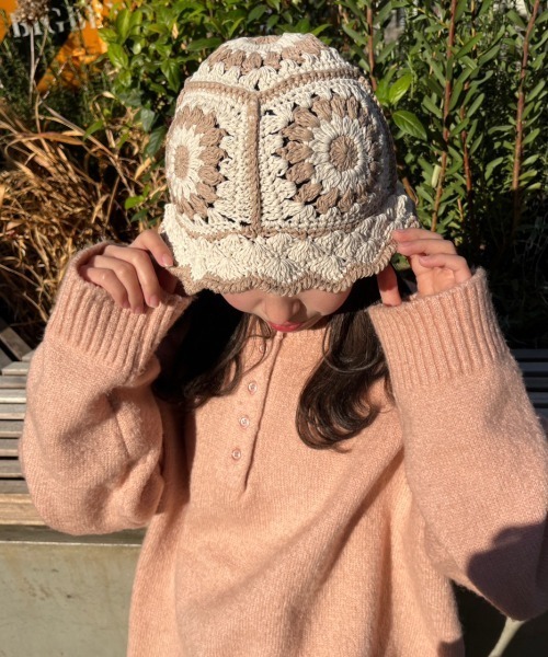 nemne store(ネンネストア)の「【nemne】クロシェ編みバケットハット(ハット・レディース・パープル/グリーン/アイボリー/ブラック・フリー)」の10枚目の写真