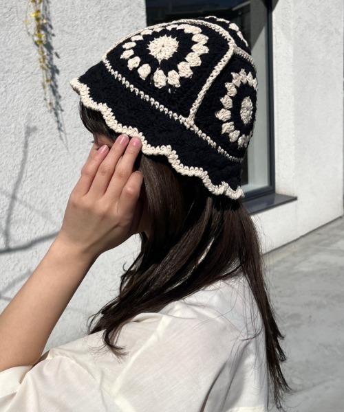 nemne store(ネンネストア)の「【nemne】クロシェ編みバケットハット(ハット・レディース・パープル/グリーン/アイボリー/ブラック・フリー)」の9枚目の写真