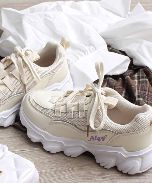 algy（アルジー）の「（ALGY） ゴツめボリュームソール軽量スニーカー（スニーカー・キッズ・ブラック/ホワイト/ブルー・21.0cm/23.0cm/22.0cm/20.0cm/24.0cm）」の2枚目の写真