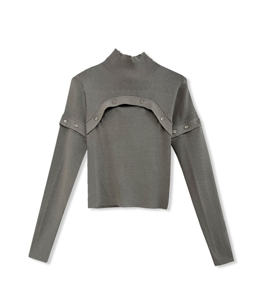 ANDGEEBEE(アンジービー)の「ボタンニットトップス(ニット/セーター・レディース・グレー/ブラック・MEDIUM)」の7枚目の写真