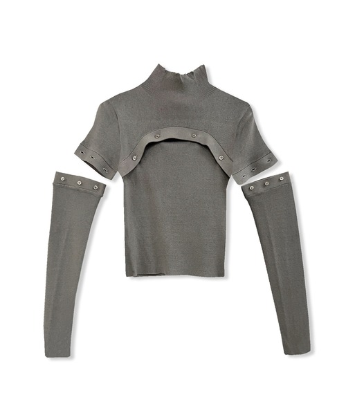 ANDGEEBEE(アンジービー)の「ボタンニットトップス(ニット/セーター・レディース・グレー/ブラック・MEDIUM)」の9枚目の写真