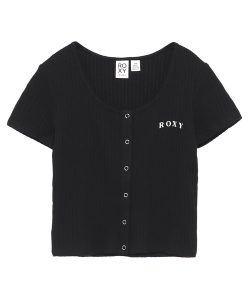 ROXY（ロキシー）の「ROXY RIB SHORTSLEEVE/ロキシー半袖ショート丈リブTシャツ（Tシャツ/カットソー・レディース・グリーン/ブラック/ナチュラル・SMALL/MEDIUM/LARGE）」の2枚目の写真