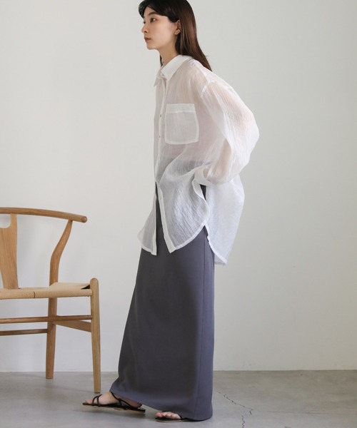 select MOCA（セレクトモカ）の「クリンクルオーバーシアーシャツ（シャツ/ブラウス・レディース・ベージュ/ホワイト/ブラック・FREE）」の9枚目の写真