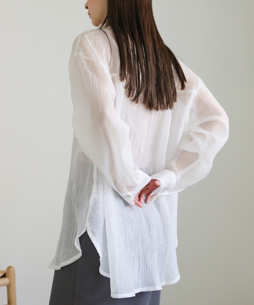 select MOCA（セレクトモカ）の「クリンクルオーバーシアーシャツ（シャツ/ブラウス・レディース・ベージュ/ホワイト/ブラック・FREE）」の8枚目の写真