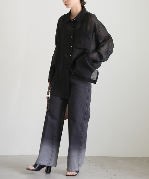 select MOCA（セレクトモカ）の「クリンクルオーバーシアーシャツ（シャツ/ブラウス・レディース・ベージュ/ホワイト/ブラック・FREE）」の21枚目の写真