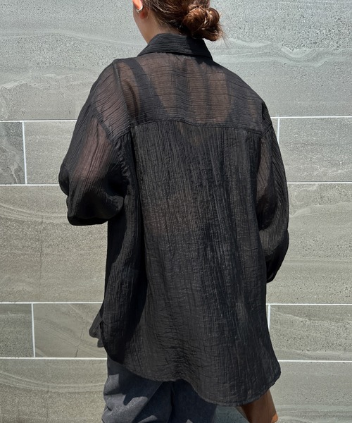 select MOCA（セレクトモカ）の「クリンクルオーバーシアーシャツ（シャツ/ブラウス・レディース・ベージュ/ホワイト/ブラック・FREE）」の16枚目の写真