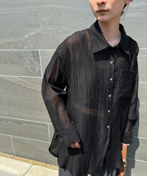 select MOCA（セレクトモカ）の「クリンクルオーバーシアーシャツ（シャツ/ブラウス・レディース・ベージュ/ホワイト/ブラック・FREE）」の17枚目の写真