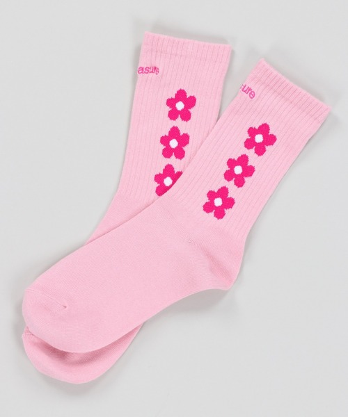 SPINNS（スピンズ）の「３連フラワーデザイン リブソックス（ソックス/靴下・レディース・ブルー/ピンク/ホワイト/イエロー・ONESIZE）」の4枚目の写真