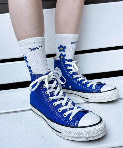 SPINNS（スピンズ）の「３連フラワーデザイン リブソックス（ソックス/靴下・レディース・ブルー/ピンク/ホワイト/イエロー・ONESIZE）」の14枚目の写真