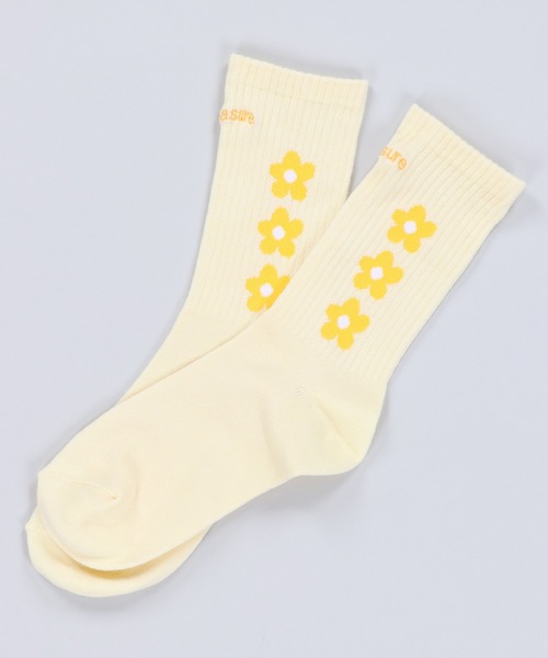 SPINNS（スピンズ）の「３連フラワーデザイン リブソックス（ソックス/靴下・レディース・ブルー/ピンク/ホワイト/イエロー・ONESIZE）」の5枚目の写真
