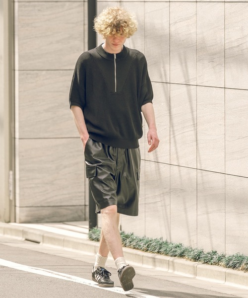 COLIN(コリン)の「COLIN:Benjamin Cotton Half Zip Knit S/S 5ゲージ コットン ハーフジップ 半袖ニット(ニット/セーター・メンズ・ネイビー/ブラック・S/M/L)」の7枚目の写真