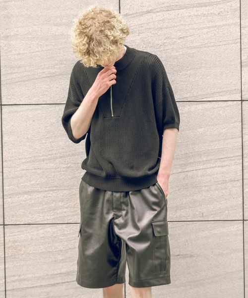 COLIN(コリン)の「COLIN:Benjamin Cotton Half Zip Knit S/S 5ゲージ コットン ハーフジップ 半袖ニット(ニット/セーター・メンズ・ネイビー/ブラック・S/M/L)」の4枚目の写真