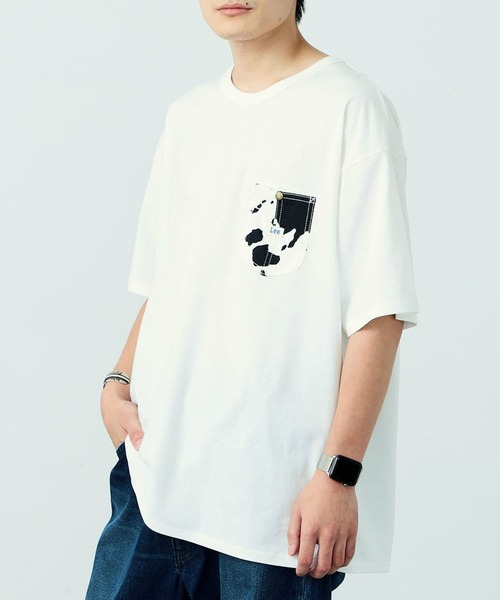 Lee（リー）の「Lee/リー ポケット付き半袖Tシャツ(牛柄)（T