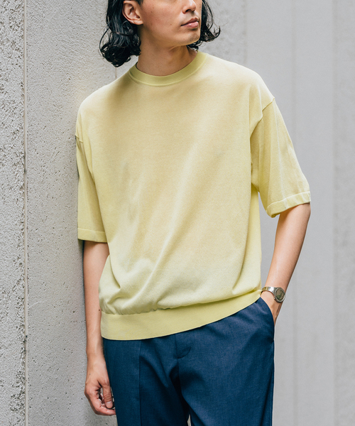 EDIFICE(エディフィス)の「16ゲージ コットンニット Tシャツ(ニット/セーター・メンズ・ブルー/イエロー/チャコールグレー/ブラック・MEDIUM/LARGE)」の4枚目の写真