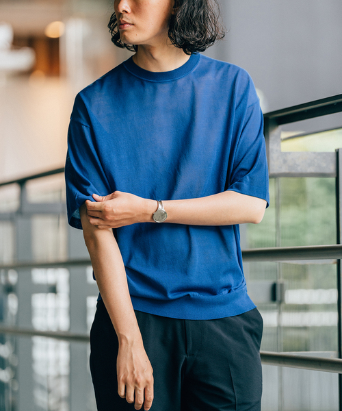EDIFICE(エディフィス)の「16ゲージ コットンニット Tシャツ(ニット/セーター・メンズ・ブルー/イエロー/チャコールグレー/ブラック・MEDIUM/LARGE)」の3枚目の写真