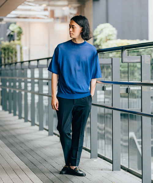 EDIFICE(エディフィス)の「16ゲージ コットンニット Tシャツ(ニット/セーター・メンズ・ブルー/イエロー/チャコールグレー/ブラック・MEDIUM/LARGE)」の22枚目の写真
