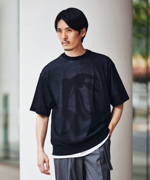 EDIFICE(エディフィス)の「16ゲージ コットンニット Tシャツ(ニット/セーター・メンズ・ブルー/イエロー/チャコールグレー/ブラック・MEDIUM/LARGE)」の13枚目の写真