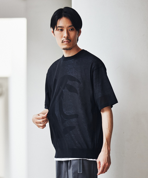 EDIFICE(エディフィス)の「16ゲージ コットンニット Tシャツ(ニット/セーター・メンズ・ブルー/イエロー/チャコールグレー/ブラック・MEDIUM/LARGE)」の6枚目の写真