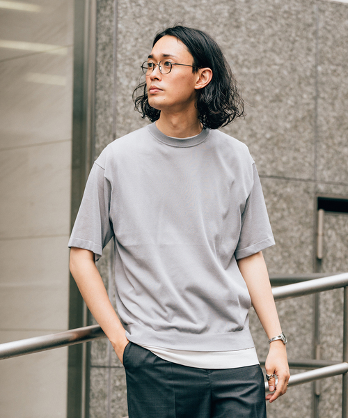EDIFICE(エディフィス)の「16ゲージ コットンニット Tシャツ(ニット/セーター・メンズ・ブルー/イエロー/チャコールグレー/ブラック・MEDIUM/LARGE)」の10枚目の写真