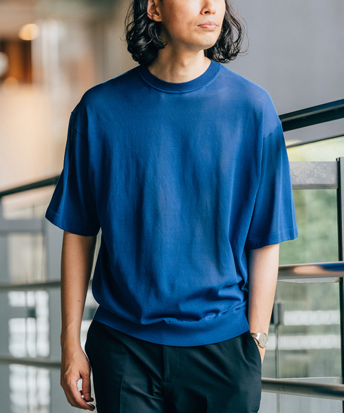 EDIFICE(エディフィス)の「16ゲージ コットンニット Tシャツ(ニット/セーター・メンズ・ブルー/イエロー/チャコールグレー/ブラック・MEDIUM/LARGE)」の21枚目の写真