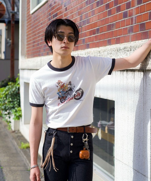 INTERPLAY（インタープレイ）の「【INTERPLAY x TAKERU】アンクル バイカー リンガー 半袖 Tシャツ（Tシャツ/カットソー・メンズ・バーガンディー/ブラック・MEDIUM/LARGE）」の3枚目の写真