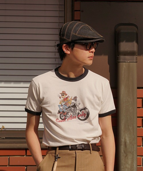 INTERPLAY（インタープレイ）の「【INTERPLAY x TAKERU】アンクル バイカー リンガー 半袖 Tシャツ（Tシャツ/カットソー・メンズ・バーガンディー/ブラック・MEDIUM/LARGE）」の4枚目の写真