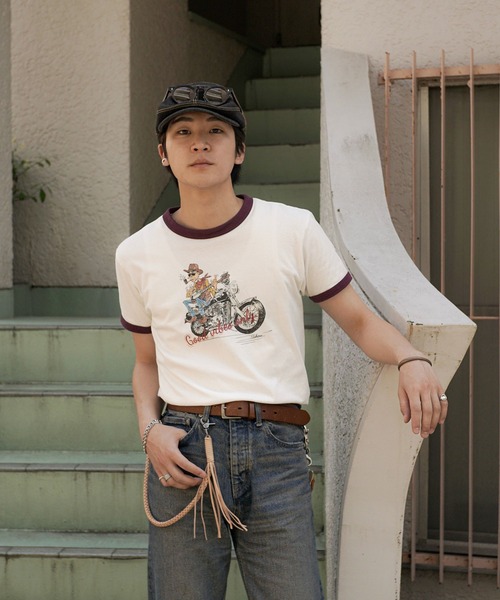 INTERPLAY（インタープレイ）の「【INTERPLAY x TAKERU】アンクル バイカー リンガー 半袖 Tシャツ（Tシャツ/カットソー・メンズ・バーガンディー/ブラック・MEDIUM/LARGE）」の10枚目の写真